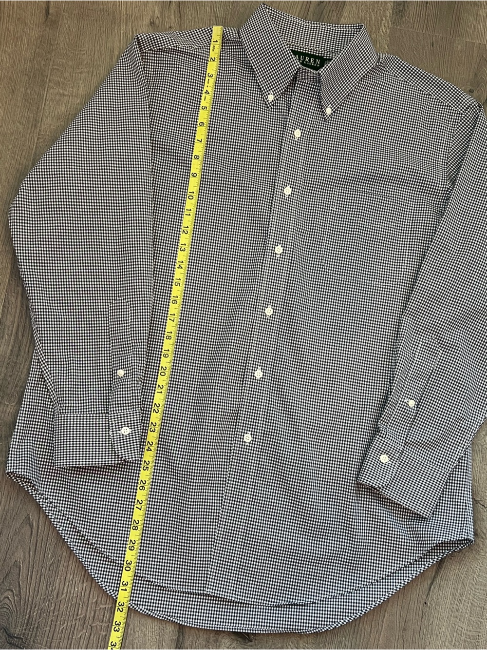 Ralph Lauren B&W 100% cotton Gingham Button-Down - Picture 5 of 7